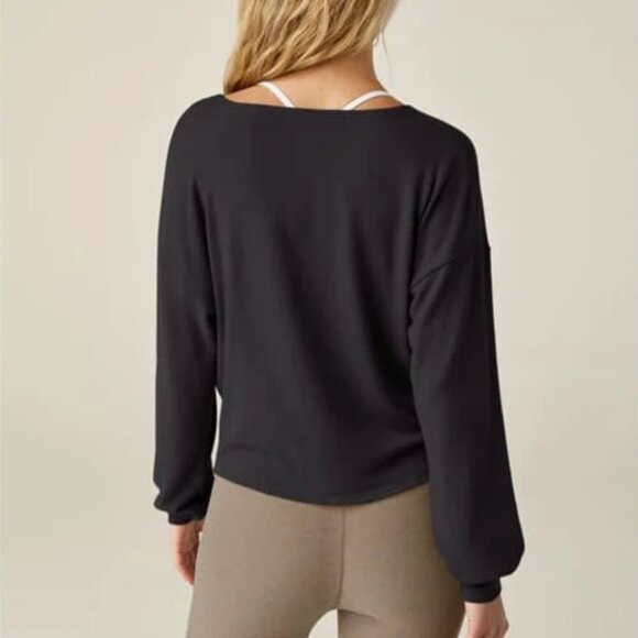Beyond Yoga Black Twist Up Reversible Pullover - Picture 2 of 7